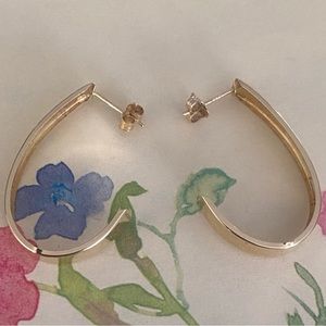 Solid 14K Gold Vintage Half Hoop Posts With Butterfly Closure Earrings.